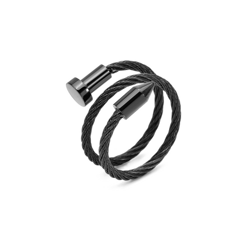 RG116B B.Tiff Pointe Cable Black Anodized Stainless Steel Adjustable Ring