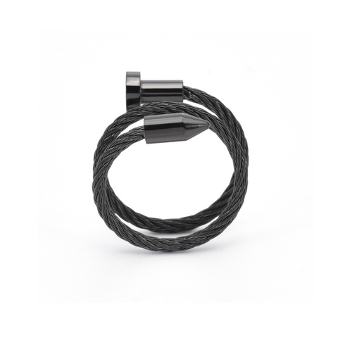 RG116B B.Tiff Pointe Cable Black Anodized Stainless Steel Adjustable Ring
