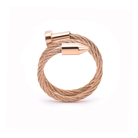 RG116RG B.Tiff Pointe Cable Rose Gold Plated Stainless Steel Adjustable Ring