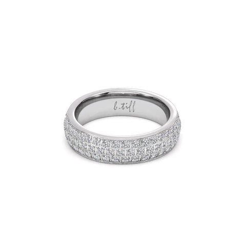 RG130W B.Tiff Three-Row Pave Stainless Steel Eternity Ring