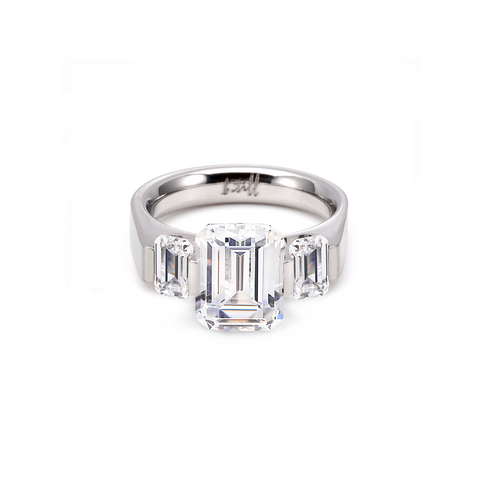 RG208W B.Tiff 3-Stone 3 ct Emerald Cut Engagement Ring