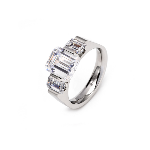 RG208W B.Tiff 3-Stone 3 ct Emerald Cut Engagement Ring