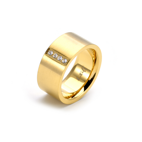 RG223G B.Tiff 4-Stone Wide Gold Plated Stainless Steel Ring