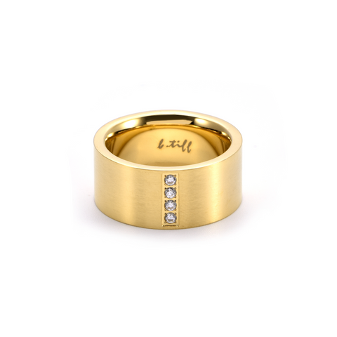 RG223G B.Tiff 4-Stone Wide Gold Plated Stainless Steel Ring