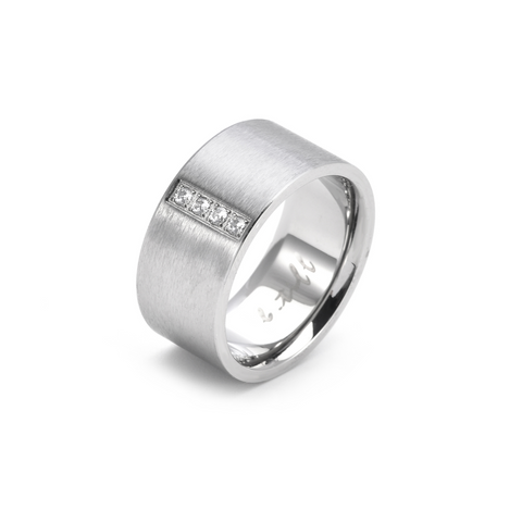 RG223W B.Tiff 4-Stone Wide Stainless Steel Ring