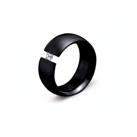 RG801B B.Tiff Princess Cut Black Wide Ring