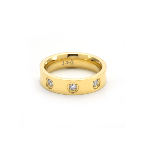 RG808G B.Tiff 8-Stone Bold Gold Plated Stainless Steel Ring