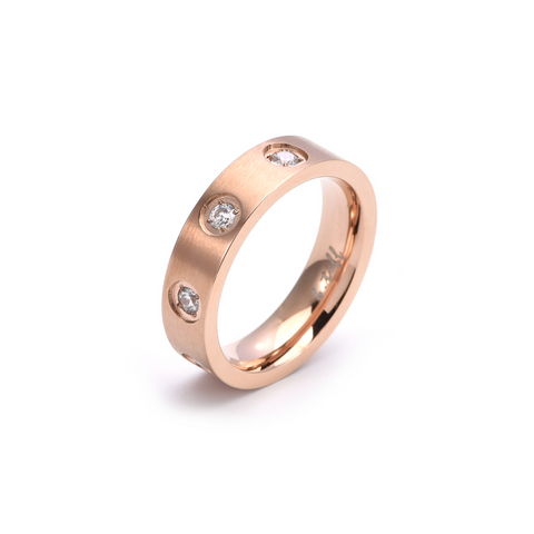 RG808RG B.Tiff 8-Stone Bold Rose Gold Plated Stainless Steel Ring