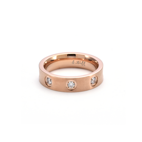 RG808RG B.Tiff 8-Stone Bold Rose Gold Plated Stainless Steel Ring