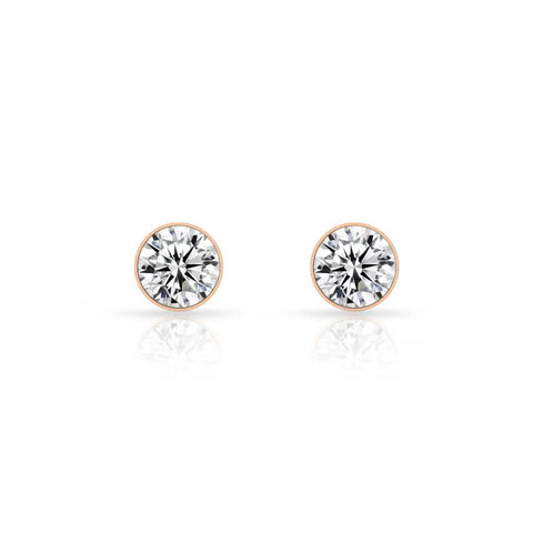ER101RG B.Tiff 1 ct Rose Gold Plated Stainless Steel Solitaire Stud Earrings