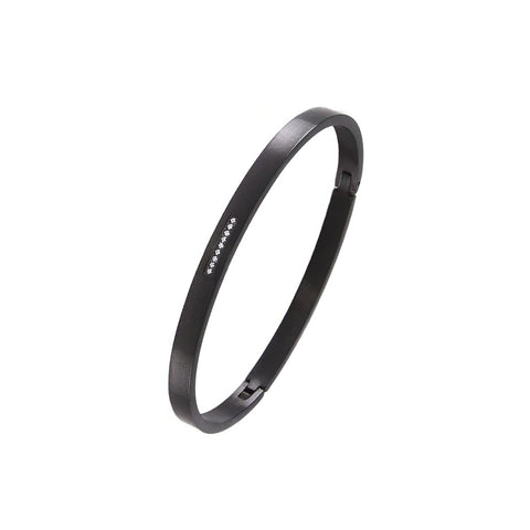 BG309B B.Tiff 9-Stone Pave Black Anodized Stainless Steel Bangle Bracelet