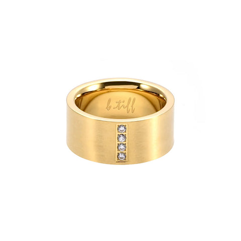 RG223G B.Tiff 4-Stone Wide Gold Plated Stainless Steel Ring