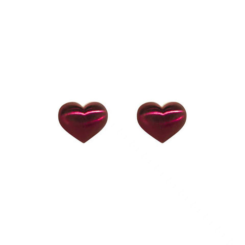 ER005R B.Tiff Burgundy Stainless Steel Heart Stud Earrings