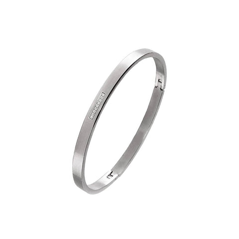 BG309W B.Tiff 9-Stone Pave Stainless Steel Bangle Bracelet