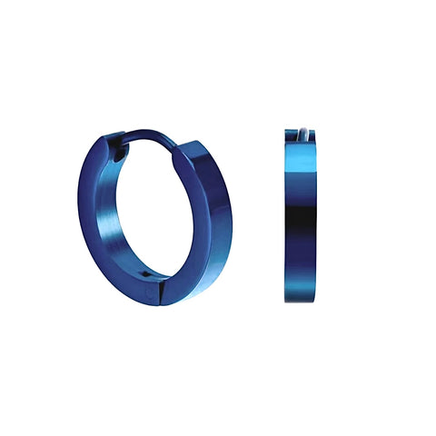 ER300BL B.Tiff Hoop  Blue Sapphire Stainless Steel Earrings