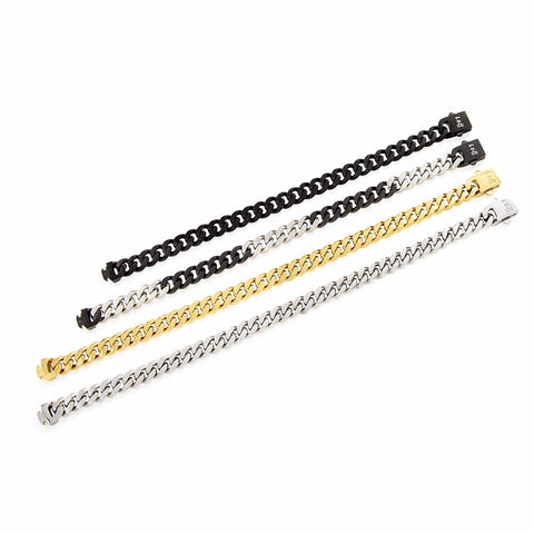 BG138W B.Tiff 8mm Flat Cuban Link Stainless Steel Bracelet