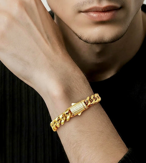 BG810G B.Tiff Franco Link Gold Plated Stainless Steel Bracelet