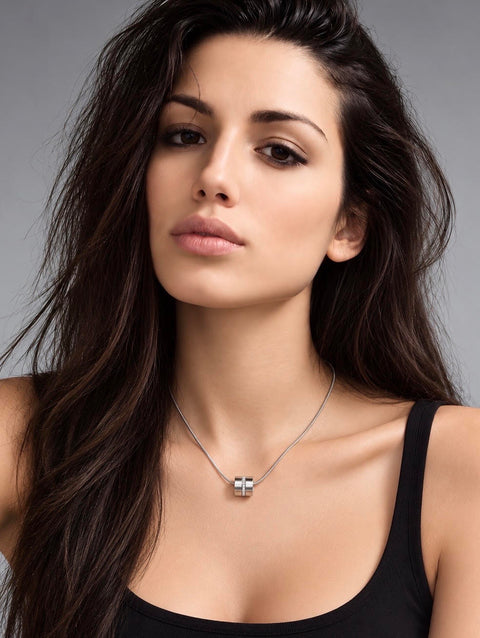 PT118W B.Tiff Barrel Stainless Steel Pendant Necklace