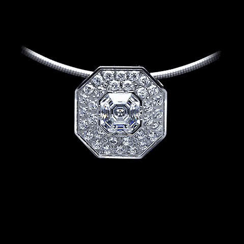 PT228W B.Tiff Hexagon Stainless Steel Pendant Necklace