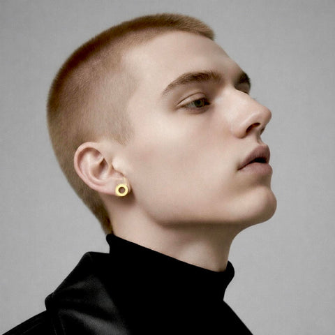 ER001G B.Tiff Open Circle Gold Plated Stainless Steel Stud Earrings