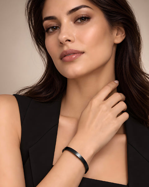 BG300B B.Tiff Simplicity Narrow Matte Black Bangle Bracelet