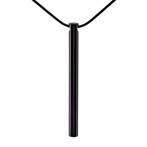 PT300B B.Tiff Plain Bar Black Anodized Stainless Steel Pendant Necklace