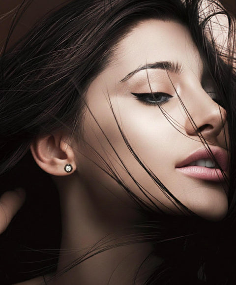 ER002WR B.Tiff Pavé Red Solitaire Stainless Steel Stud Earrings