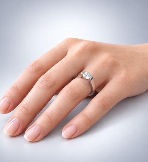 RG091W B.Tiff 1 ct Round Stainless Steel Solitaire Curved Edge Engagement Ring