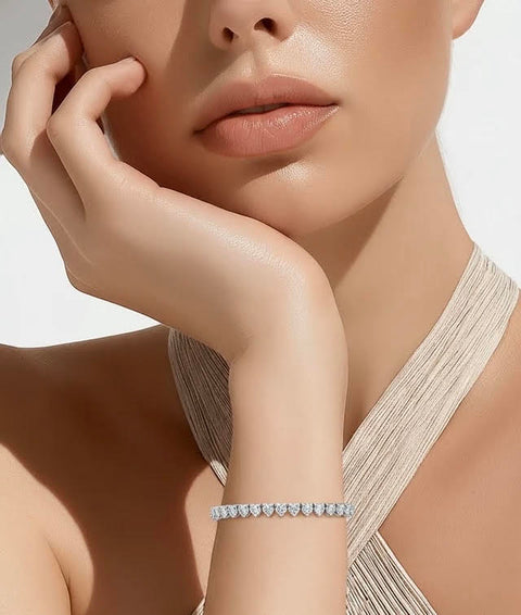 BG399W B.Tiff 4mm Heart Tennis Stainless Steel Bracelet