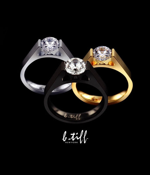 RG096G B.Tiff .75 ct Gold Plated Stainless Steel Round Solitaire Engagement Ring