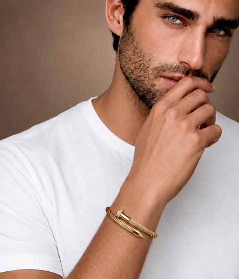 BG005G B.Tiff Gold Plated Pavé Pointe Cable Bangle Bracelet