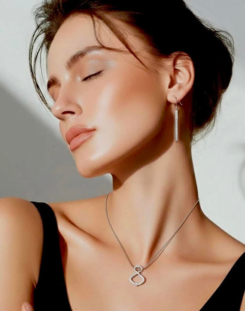 ER318W B.Tiff Pavé 14-Stone Dangling Bar Earrings