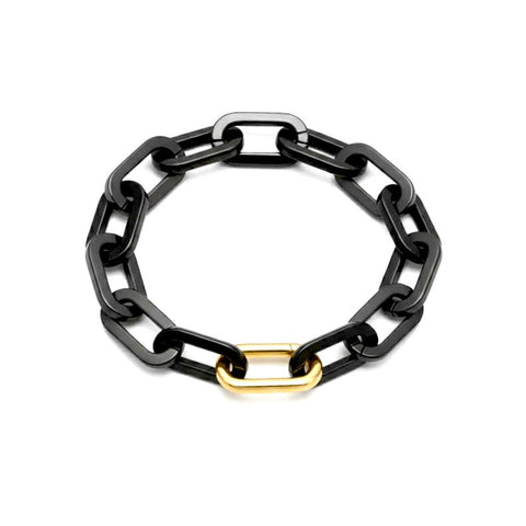 BG200BG B.Tiff Gold Clasp High Polish Paperclip Anodized Black Stainless Steel Bracelet