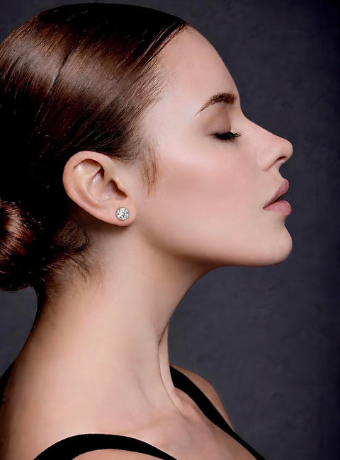 ER101RG B.Tiff 1 ct Rose Gold Plated Stainless Steel Solitaire Stud Earrings