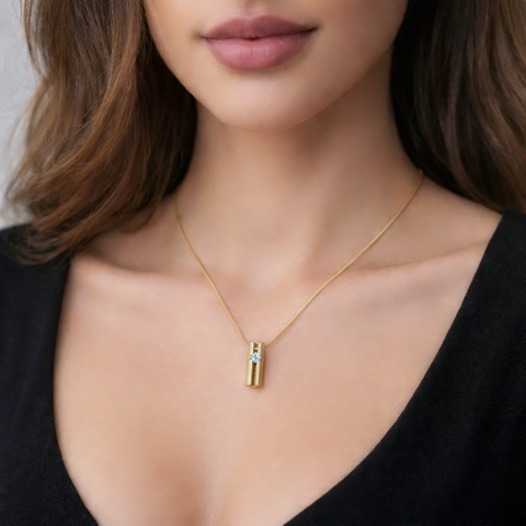 PT099G B.Tiff Gold Plated 3D Cross Croixlumière Stainless Steel Pendant Necklace