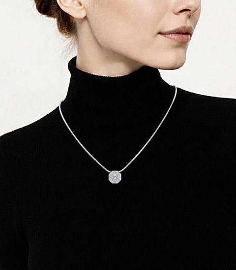PT228W B.Tiff Hexagon Stainless Steel Pendant Necklace