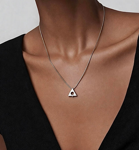 PT093W B.Tiff Stainless Steel Supera Triangle Pendant Necklace