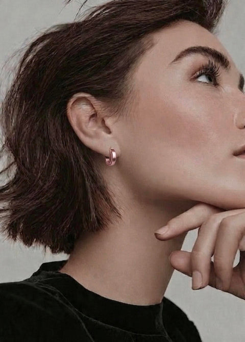 ER300RG B.Tiff Hoop Rose Gold Plated Stainless Steel Earrings