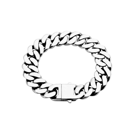 BG160W B.Tiff Flat Cuban Link Stainless Steel Bracelet