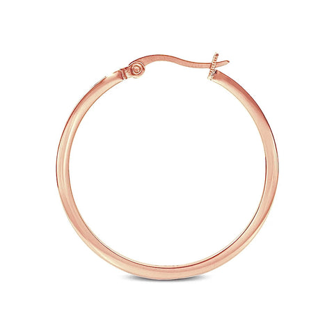ER312RG B.Tiff Pave 42-Stone Classic Rose Gold Plated Stainless Steel Medium Hoop Earrings