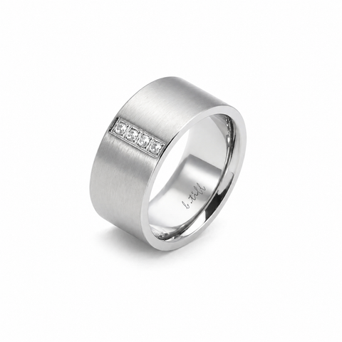 RG223W B.Tiff 4-Stone Wide Stainless Steel Ring