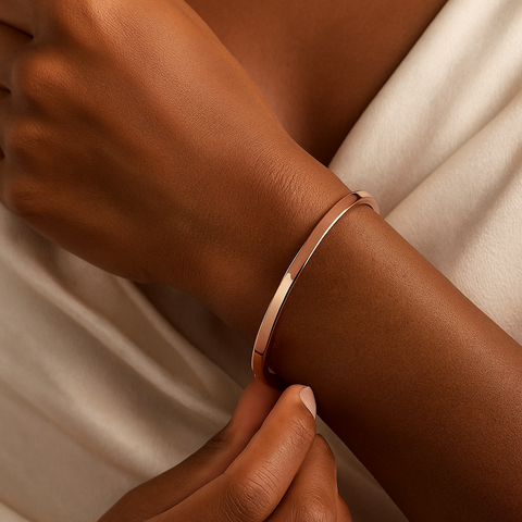 BG300RGP B.Tiff Simplicity Narrow High Polish Rose Gold Plated Stainless Steel Bangle Bracelet