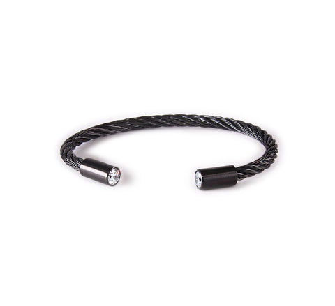 BG002B B.Tiff Classic Cable Black Anodized Stainless Steel Bangle Bracelet