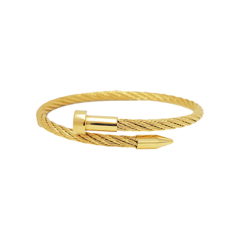 BG004G B.Tiff Gold Pointe Cable Bangle Bracelet