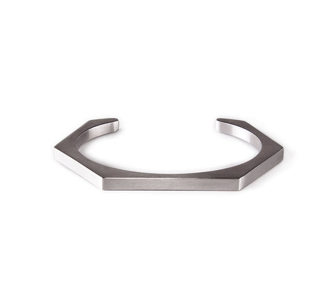 BG007W B.Tiff Plain Stainless Steel Hexagon Bangle Bracelet