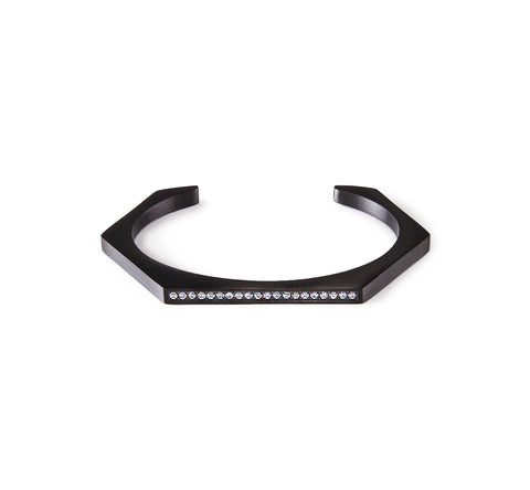 BG017W B.Tiff Pave' Stainless Steel Hexagon Bangle Bracelet