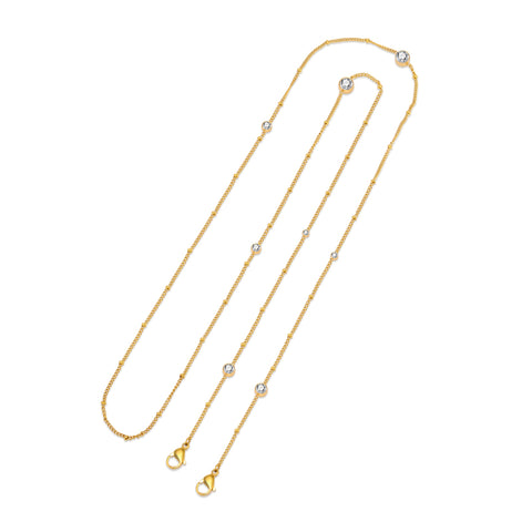 PT456G B.Tiff 8-Stone Gold Plated Pavé Station Stainless Steel Necklaceated