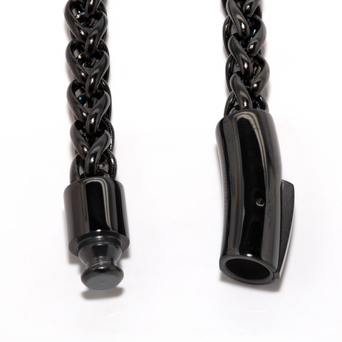 C600GM B.Tiff Gun Metal Stainless Steel French Braid Chain Necklace