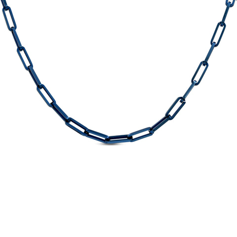 C860BL B.Tiff "Jemma" Flat Long Adjustable Link Blue Sapphire Stainless Steel Necklace