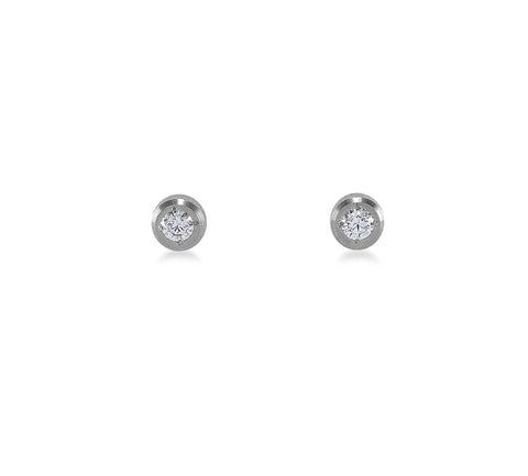ER002W B.Tiff Pave Stainless Steel Solitaire Stud Earrings
